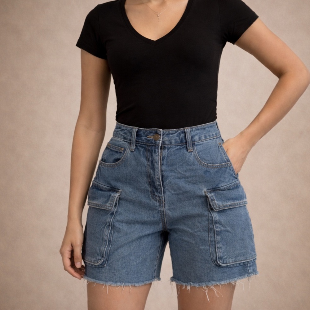 Forever 21 Blue Denim Cargo Shorts